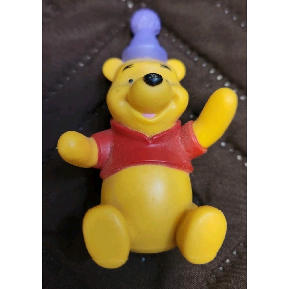 Vintage‎ 1980's DISNEY WINNIE THE POOH BIRTHDAY HAT  3"  FIGURE CAKE TOPPER